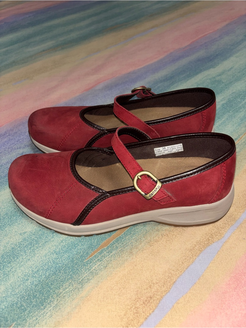 Dansko Burgundy Mary Jane Clogs with Strap size 38